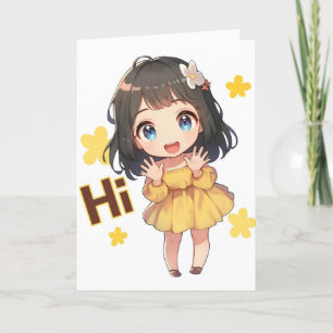 Hi Card Anime Girl Chibi Gult Helgkort