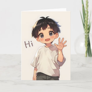 Hi Chibi Boy Anime Helgkort