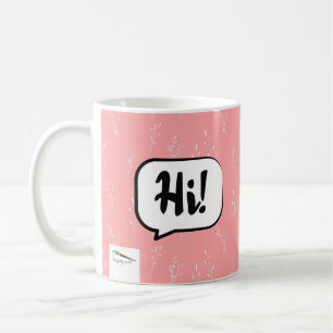 Hi & Cute Rosa och vitblommor Mönster Kaffemugg