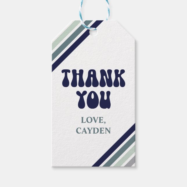 Hi Fem Retro Rand-födelsedag Presentetikett (Framsidan)