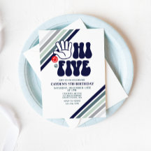 Hi Fem Retro Rand-födelsedagsinbjudan