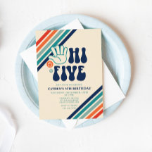 Hi Fem Retro Rand-födelsedagsinbjudan