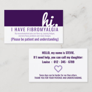 hi fibromyalgia patienthandtag pvc badge visitkort