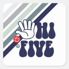 HI FIVE Retro randig Fyrkantigt Klistermärke