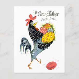 Hi Grandfather Glad påsk Retro Tupp och Eggs Vykort