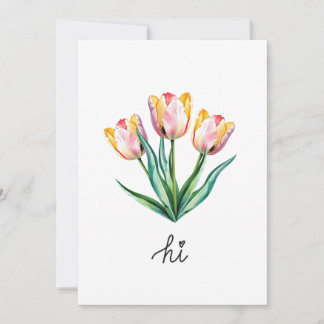Hi - Handskrivet Watercolor Tulip Greeting Card
