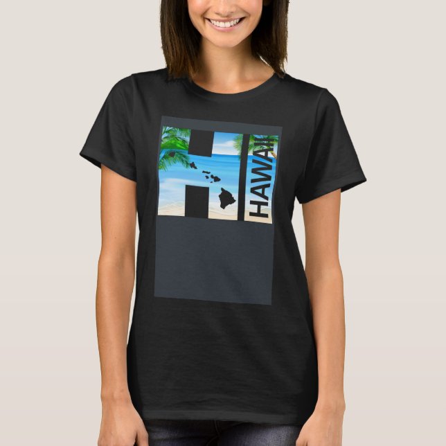 HI Hawaii Islands Hawaiian Beach T Shirt (Framsida)