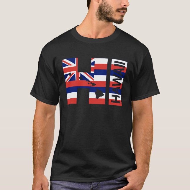 HI Hawaii Islands Hawaiian Flag Beach T Shirt (Framsida)