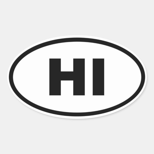HI Hawaii Ovalt Klistermärke (Framsida)