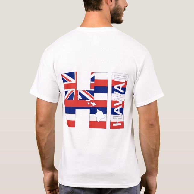 HI Hawaiiöarna Hawaii Flagga T Shirt (Baksida)