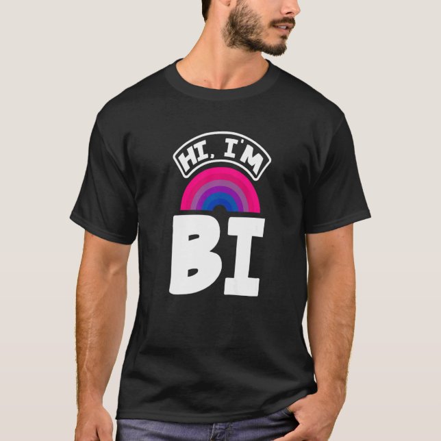 Hi I'm Bi Funny Bi Pride Flag Bisexual Premium T Shirt (Framsida)