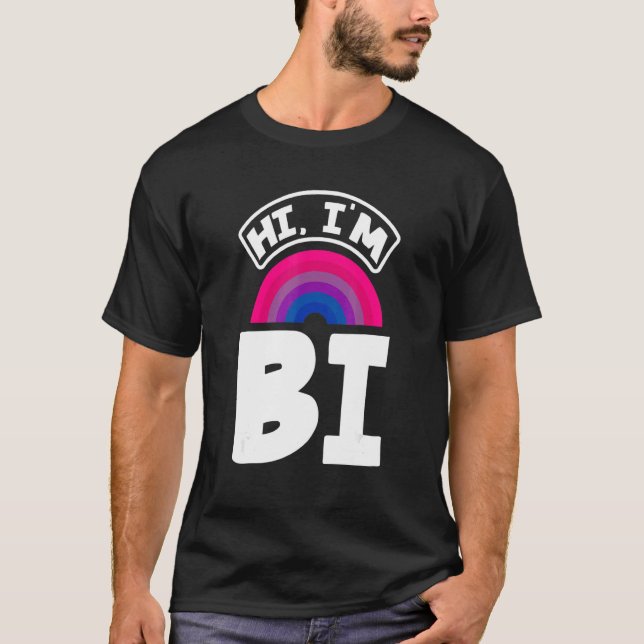 Hi I'm Bi Funny Bi Pride Flag Bisexual T Shirt (Framsida)