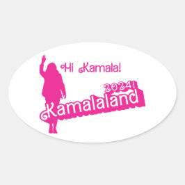 "Hi Kamala" - Oval Sticker (tagline B) Ovalt Klistermärke