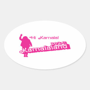 "Hi Kamala" - Oval Sticker (tagline B) Ovalt Klistermärke