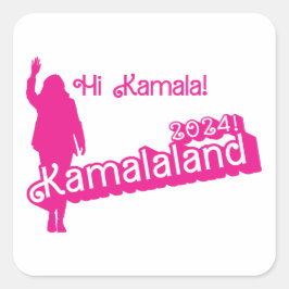 "Hi Kamala" - Square Sticker (tagline B) Fyrkantigt Klistermärke