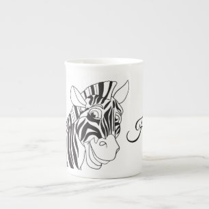 "Hi" Lettering Loely Zebra Black & White trendig Benporslin Mugg