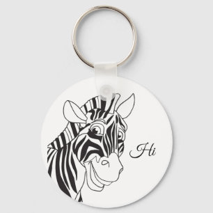 "Hi" Lettering Loely Zebra Black & White trendig Nyckelring