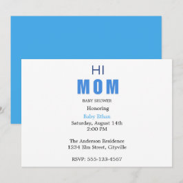 Hi Mom Baby Boy Shower Invitation Meddelande