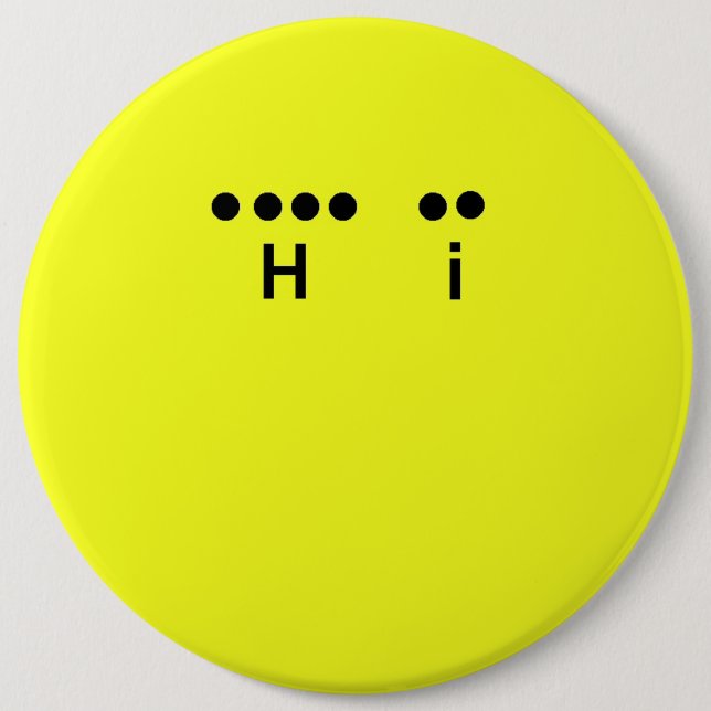 "Hi" Morse Code Big Gult Button Knapp (Framsida)