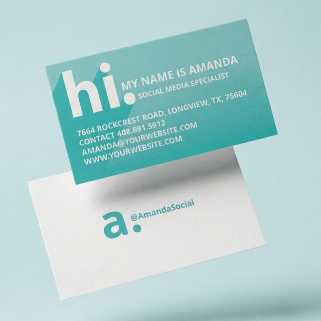 Hi My Namn är fet diagonal skuggradient Visitkort (Modern Blue Social Media Influencer Branding Bus Business Card)
