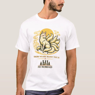 HI NOMAD – Kitsune Spirit | Japansk Rävhane Med Ni T Shirt