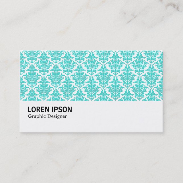 Hi-Phi - 0219 - Aqua Damask Visitkort (Framsida)