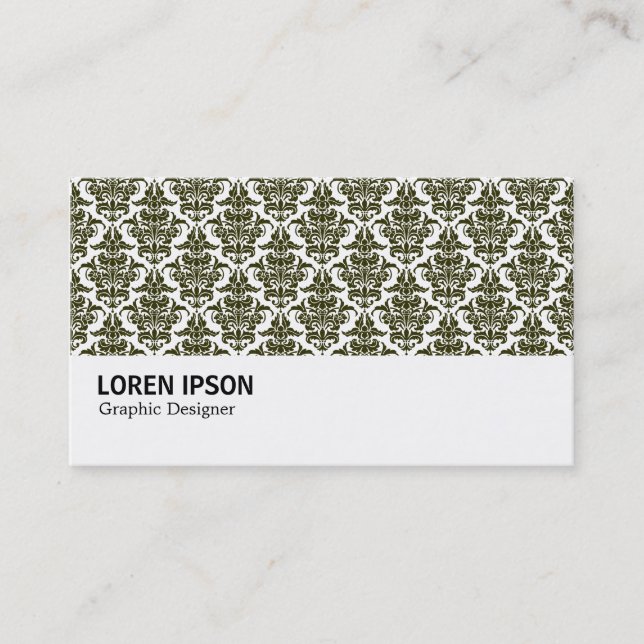 Hi-Phi - 0233 Mörk Olive Damask Visitkort (Framsida)
