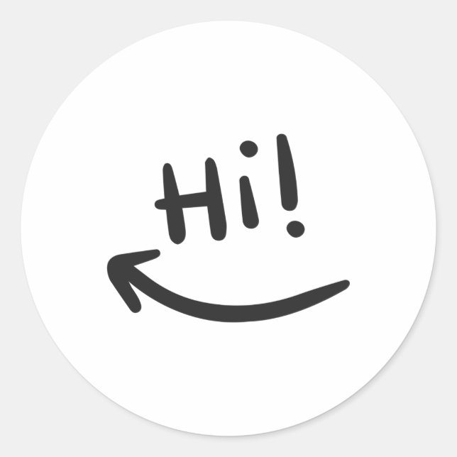 Hi smiling runt klistermärke (Framsida)
