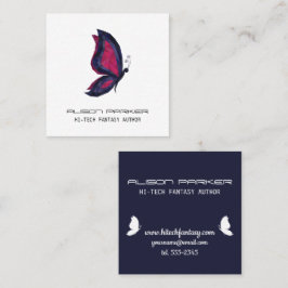 Hi tech butterfly vingar fantasyförfattare fyrkantigt visitkort