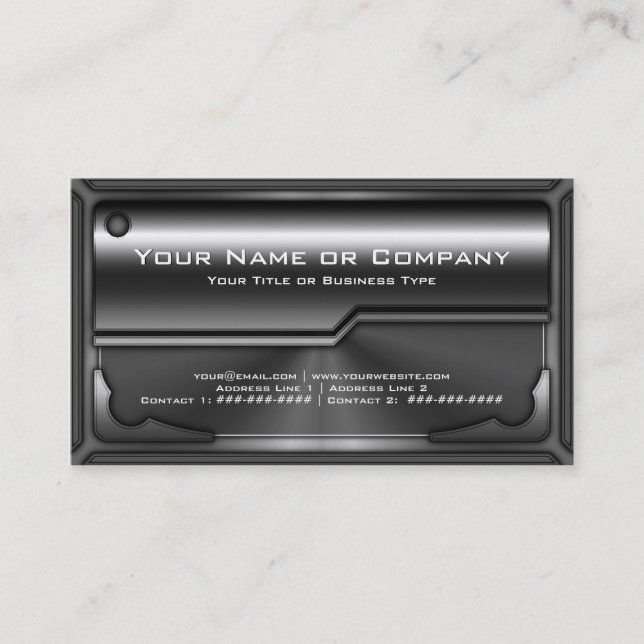 Hi tech Faux-metallkort version 2 med foto Visitkort (Framsida)