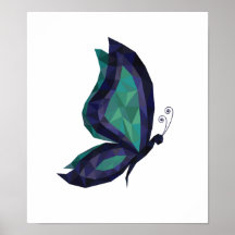 Hi tech-fjäril, geometrisk blå grönt låg poly