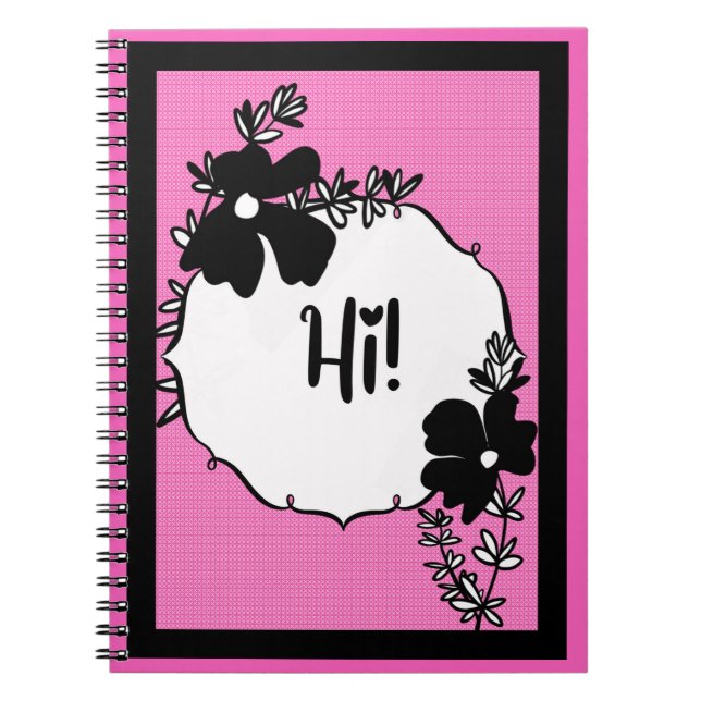 Hi There! – Bright Floral Hello Notebook Anteckningsbok (Framsidan)
