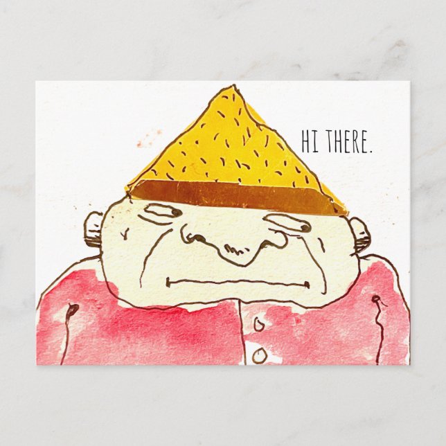 Hi There Weird Strange Cartoon Guy  Vykort (Framsida)