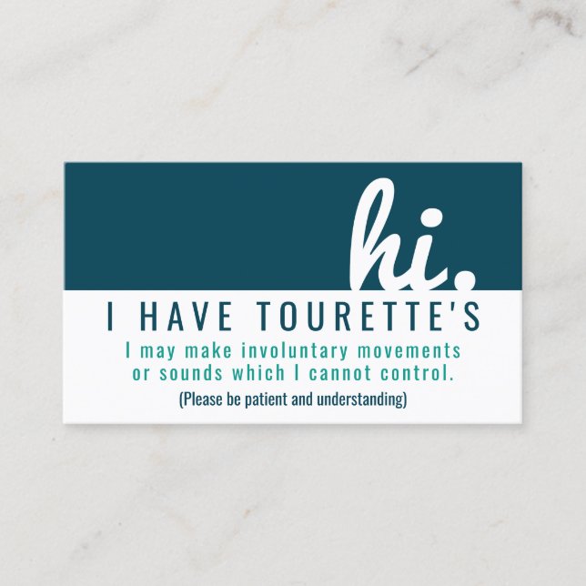hi tourette syndrome patience pvc badge visitkort (Framsida)