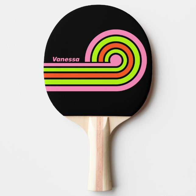 HI-VIS och Rosa Lockiga Ränder med Namn Pingisracket (Framsidan)