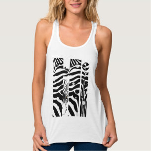 "Hi" Zebra Black/White Rand Abstrakt Trendig Linne Med Racerback