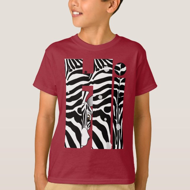 "Hi" Zebra Black/White Rand Abstrakt Trendig T Shirt (Framsida)