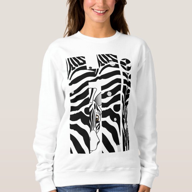 "Hi" Zebra Black/White Rand Abstrakt Trendig T Shirt (Framsida)