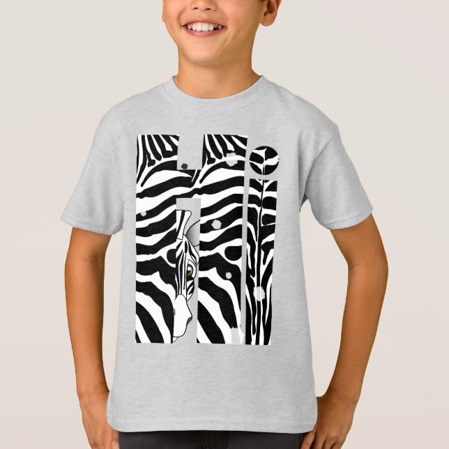 "Hi" Zebra Black/White Rand Abstrakt Trendig T Shirt (Framsida)