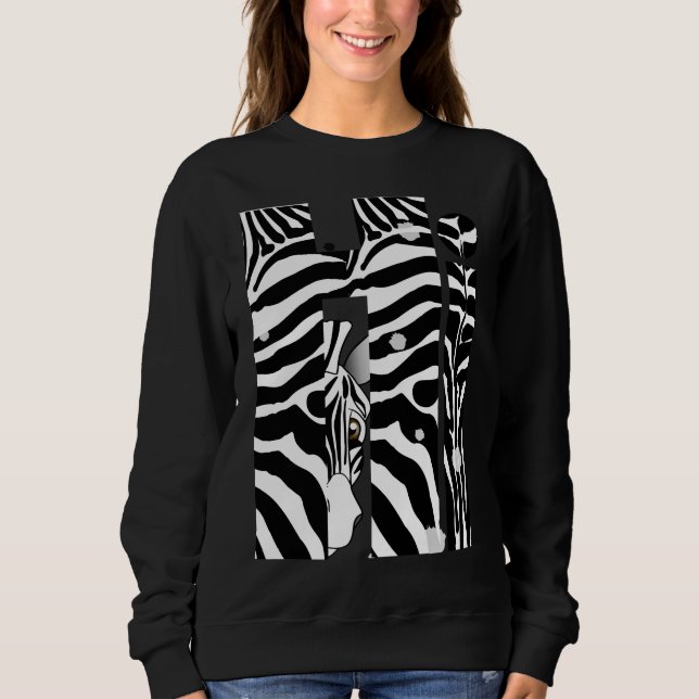 "Hi" Zebra Black/White Rand Abstrakt Trendig T Shirt (Framsida)