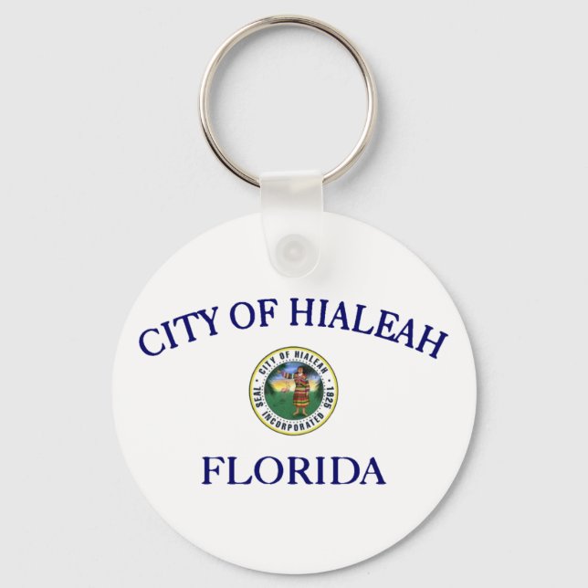 Hialeah (Florida) City flagga Keychain Nyckelring (Framsida)