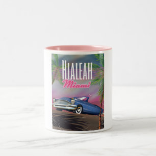 Hialeah Florida USA 80 s reseaffisch Två-Tonad Mugg