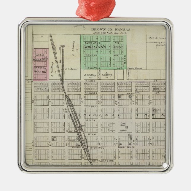 Hiawatha, Everest, Morrill och Baker, Kansas Julgransprydnad Metall (Framsidan)