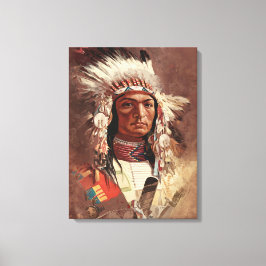 Hiawatha Native Indian Chief Porträtt Canvastryck