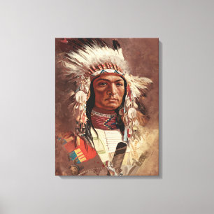 Hiawatha Native Indian Chief Porträtt Canvastryck