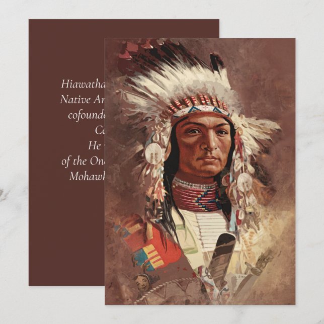 Hiawatha Native Indian Chief Porträtt Inbjudningar (Fram/baksida)