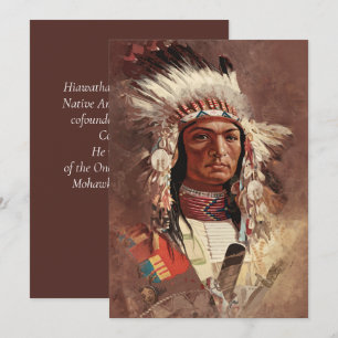 Hiawatha Native Indian Chief Porträtt Inbjudningar