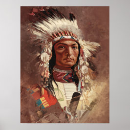 Hiawatha Native Indian Chief Porträtt Poster
