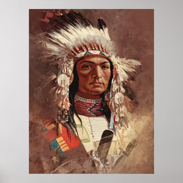 Hiawatha Native Indian Chief Porträtt Poster (Framsidan)