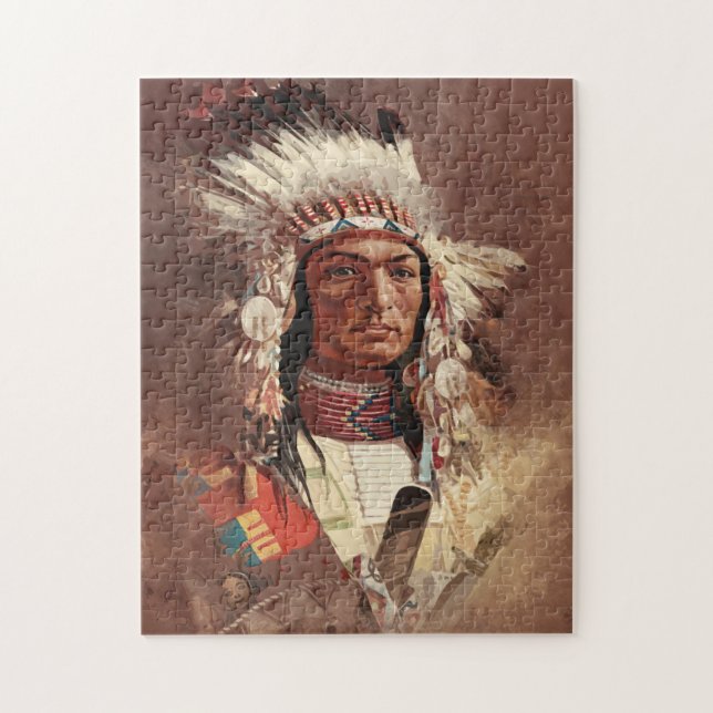 Hiawatha Native Indian Chief Porträtt Pussel (Vertikal)